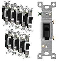 Vista 16 de ENERLITES Interruptor de luz de palanca con placa de pared sin tornillos, polo único, 15 A 120-277 V, tornillo de conexión a tierra, grado Blanco