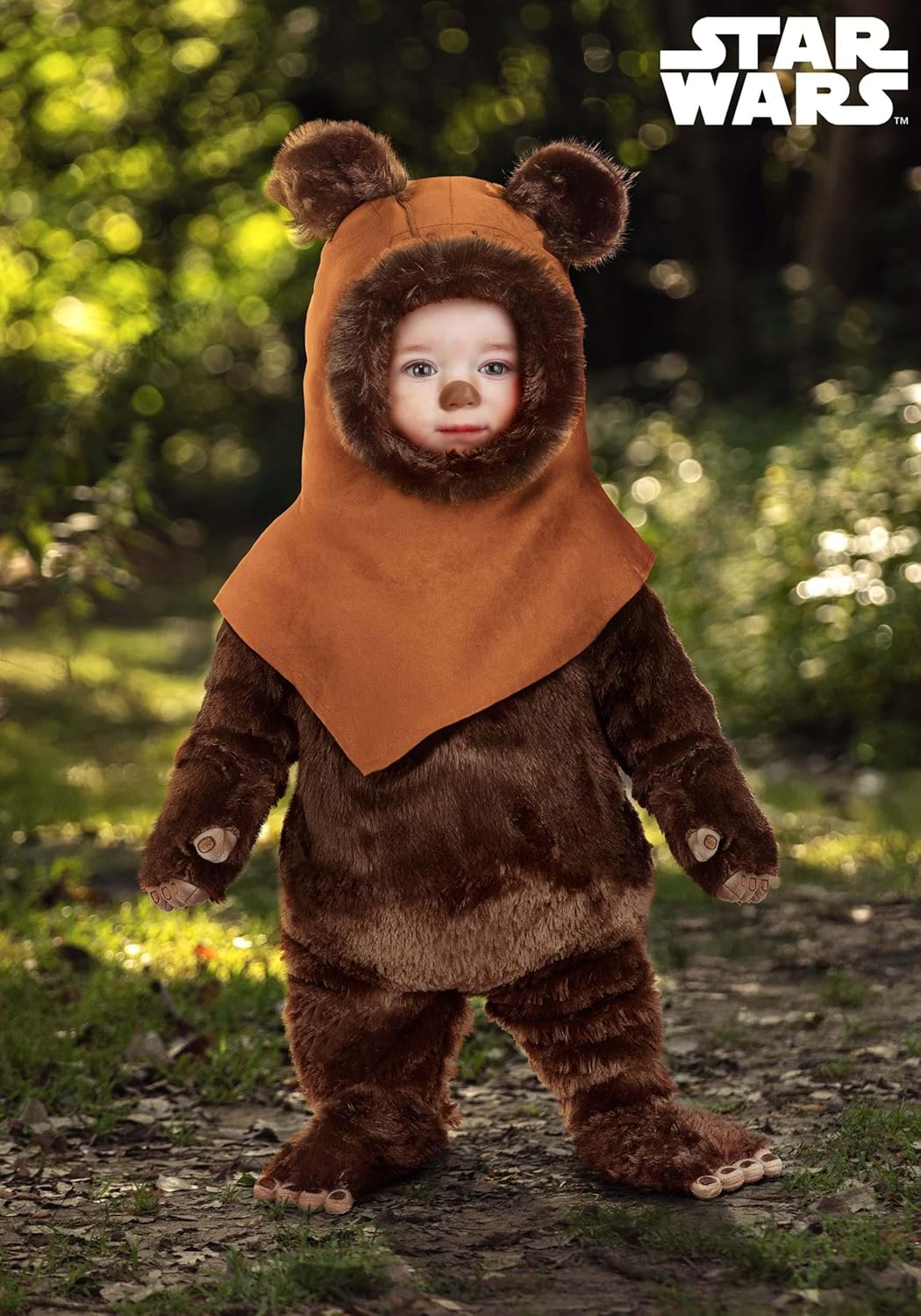 Deluxe Infant Star Wars Ewok Costume for Babies - Plush Jumpsuit, Hood, Gloves, & Shoe Covers - Officially Licensed