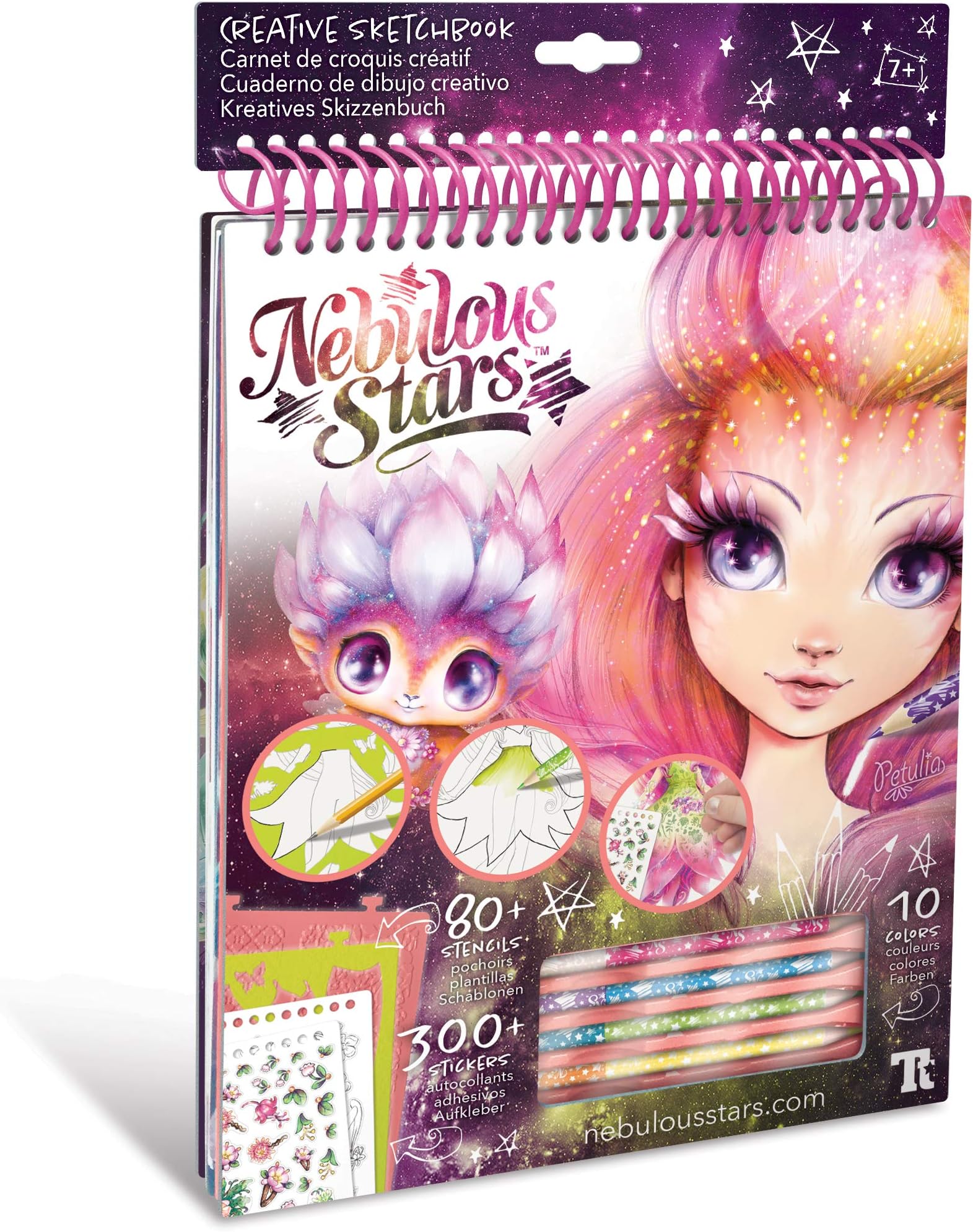 Nebulous StarsCreative Kids Sketchbook Set - 35 Stenciled White and Colored Pages - Comes with 80 Stencils