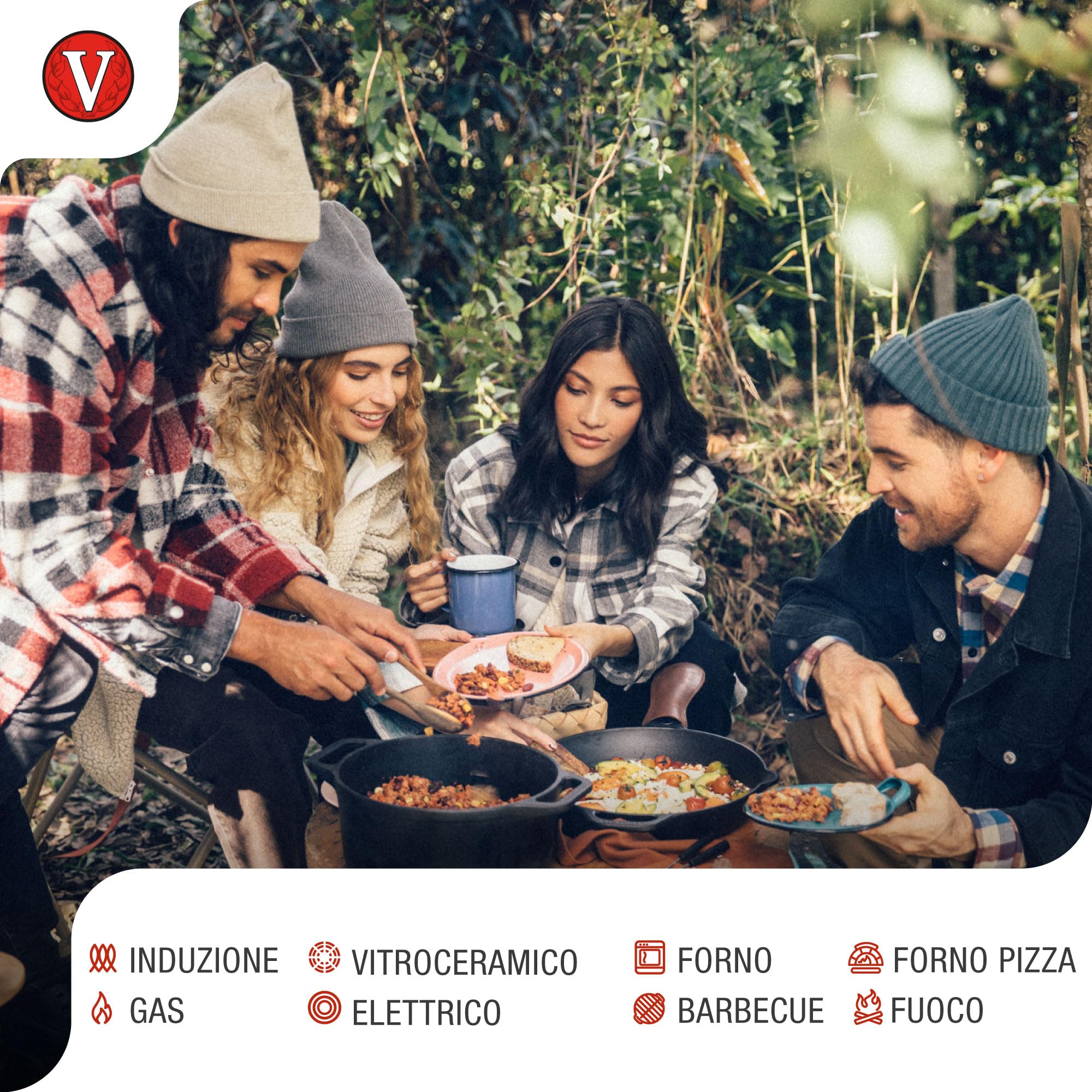 Victoria Wok in Ghisa Smaltata Induzione da 35,5cm, Adatta per, Fuoco, Barbecue, Forno, Vetroceramica e Gas, Cast Iron Skillet Senza Sostanze Tossiche, Senza PTFE e PFOA