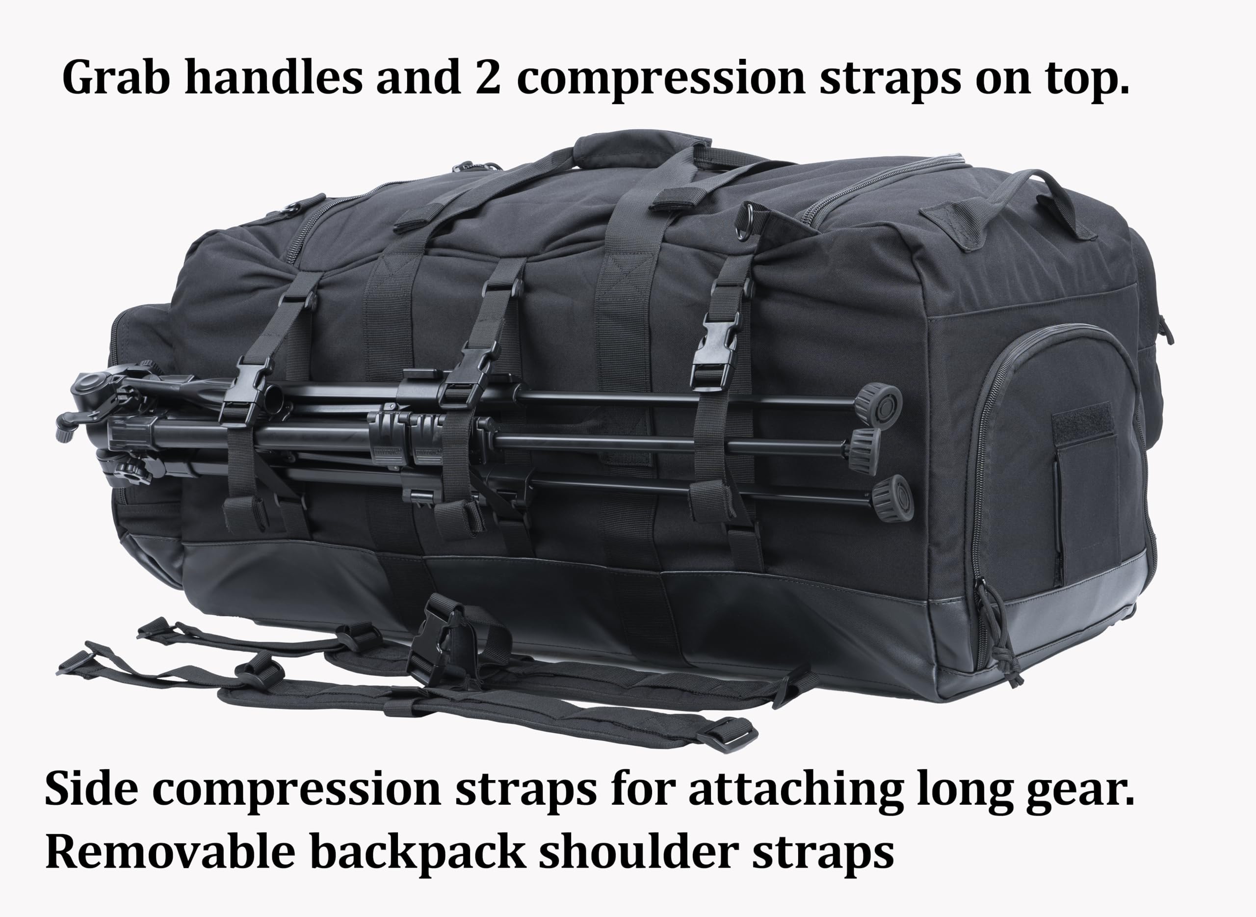 Große Reisetasche mit abnehmbaren Rucksack-Schultergurten und Schuhfach für Sport, Reisen, Jagd und Camping, l05l.