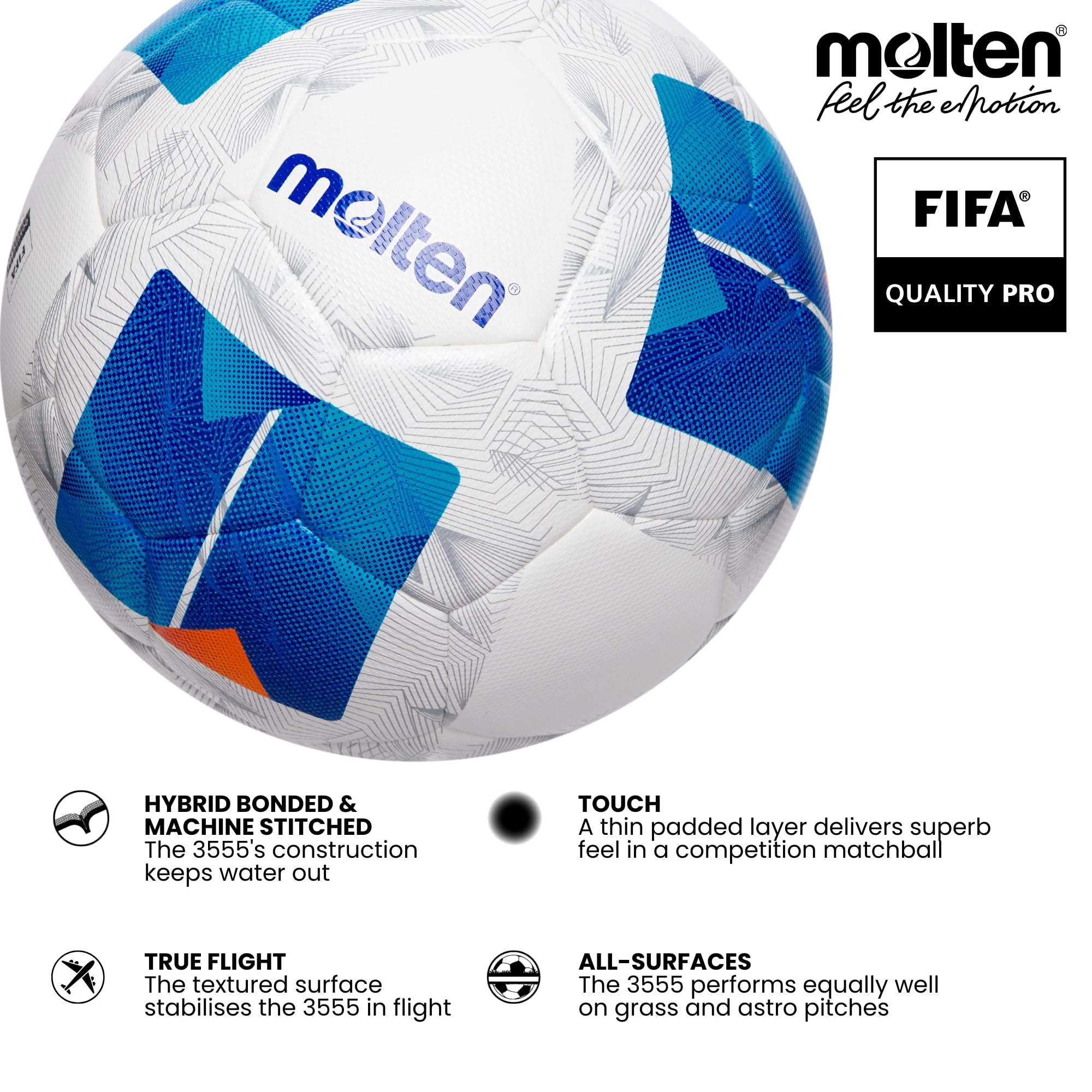 Molten FN3555 Pallone da calcio White/Blue 5