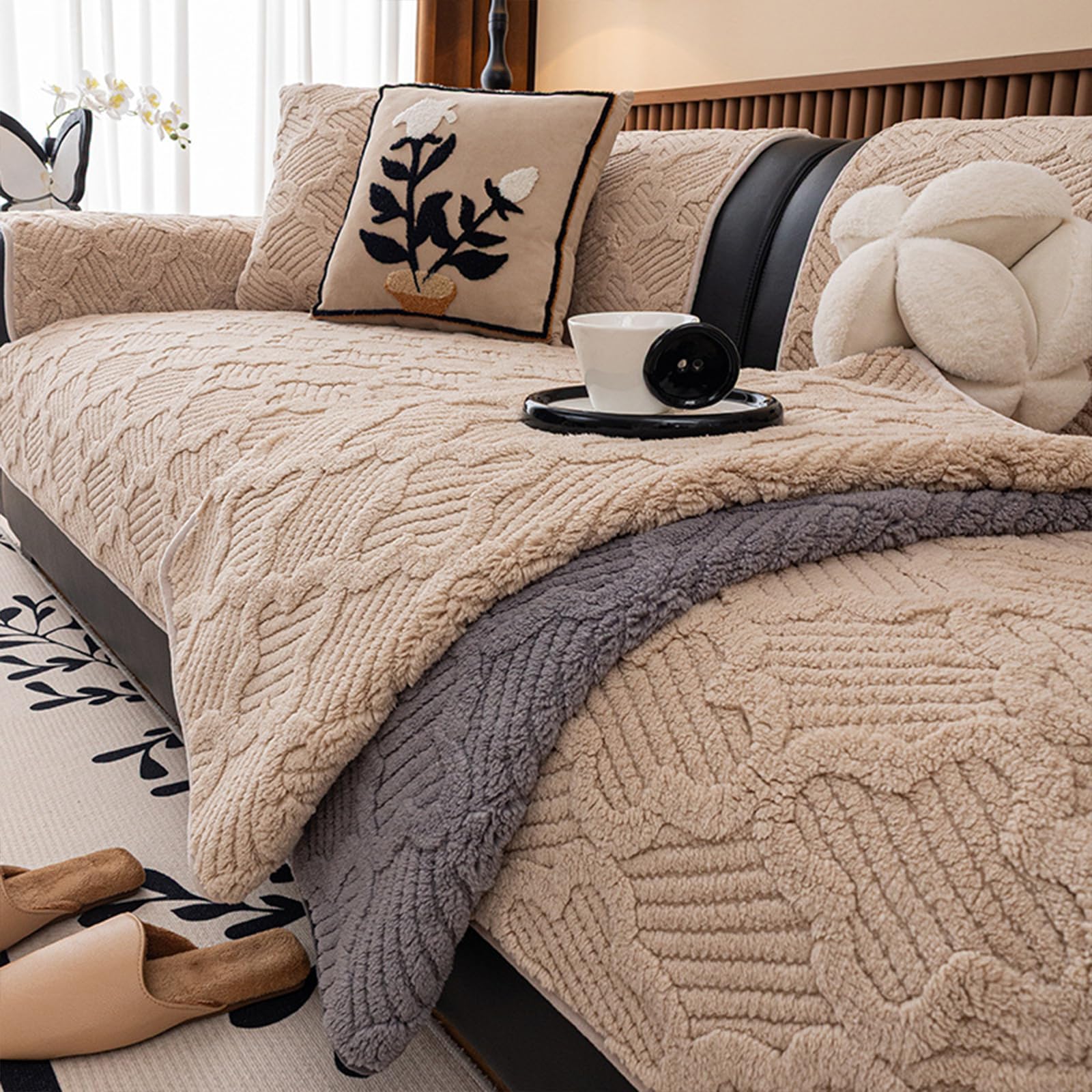 Housse de canapé en peluche de coton Shu premium et velours de haute qualité