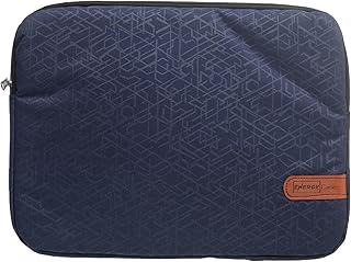 حافظة لاب توب رفيعة من القماش بتصميم بسيط تحتوي على جيب بسوستة ومتوافقة مع أجهزة اللاب توب المختلفة مناسبة للبالغين من الجنسين - كحلي