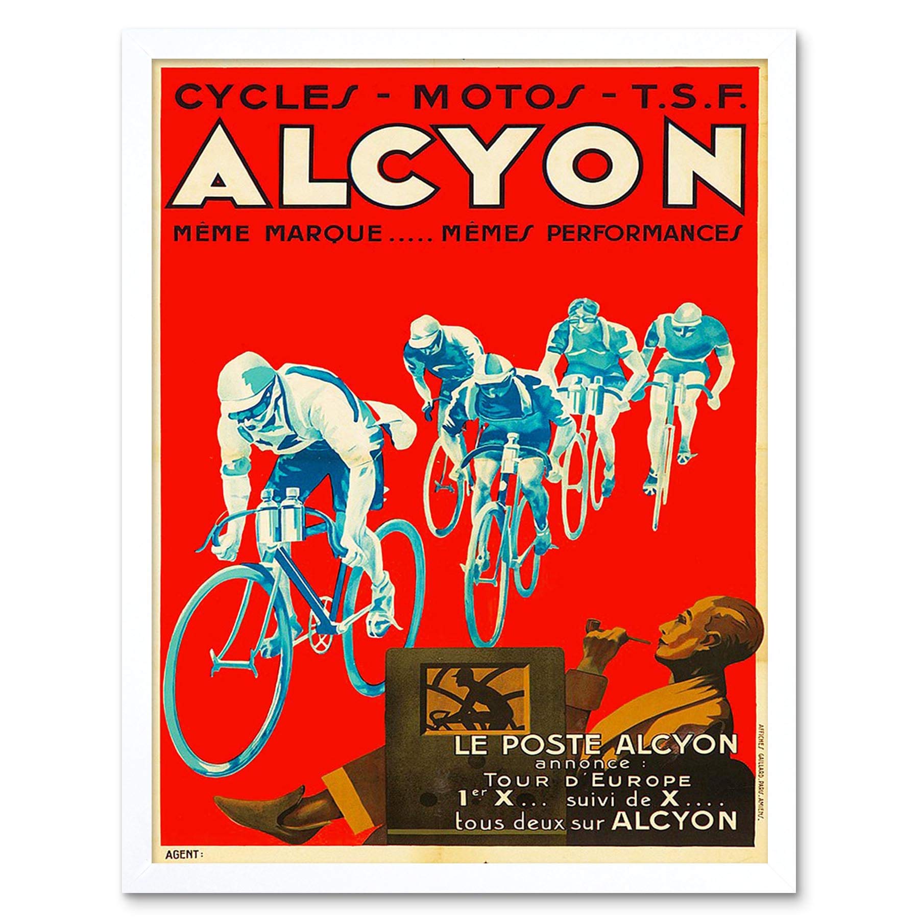 Wee Blue Coo Advert Transport Alcyon Cycles Event Tour Europe France Art Print Framed Poster Wall Decor 12X16 Inch