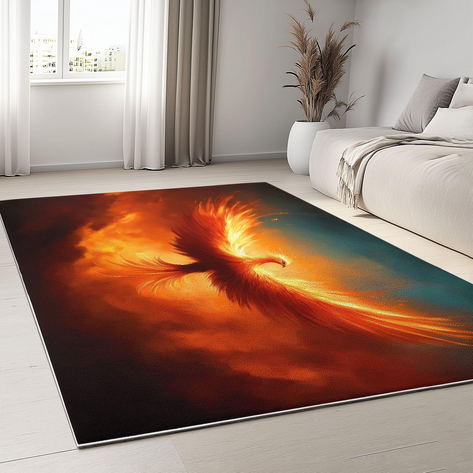 Dywaniki do salonu 120 x 170 cm Miękkie antypoślizgowe dywany, Płomienie zwierząt Ptaki Cienki dywanik można prać w pralce, wzór kreskówkowy dywan do biura, łazienki, pokoju zabaw