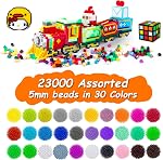 23,000 pcs Fuse Perles Kit pour l'artisanat des enfants, 30 Ensemble de perles en fer couleurs avec 3 Pegboards, 5 Papier à repasser, 10 Patterns, Cadeaux pour Noël, Multicolore 5mm Kit de recharge en vrac de perles fondues par Inscraft