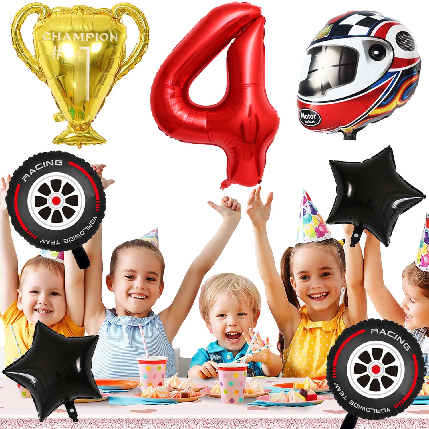 8 Stück Rennauto Geburtstagsdeko Ballons, Rennwagen Folienballons, Auto Geburtstagsdeko, Helm Folienballon, Auto Luftballon Set Dekoration Rennwagen, Für Jungen Geburtstag Car Themen Party Deko