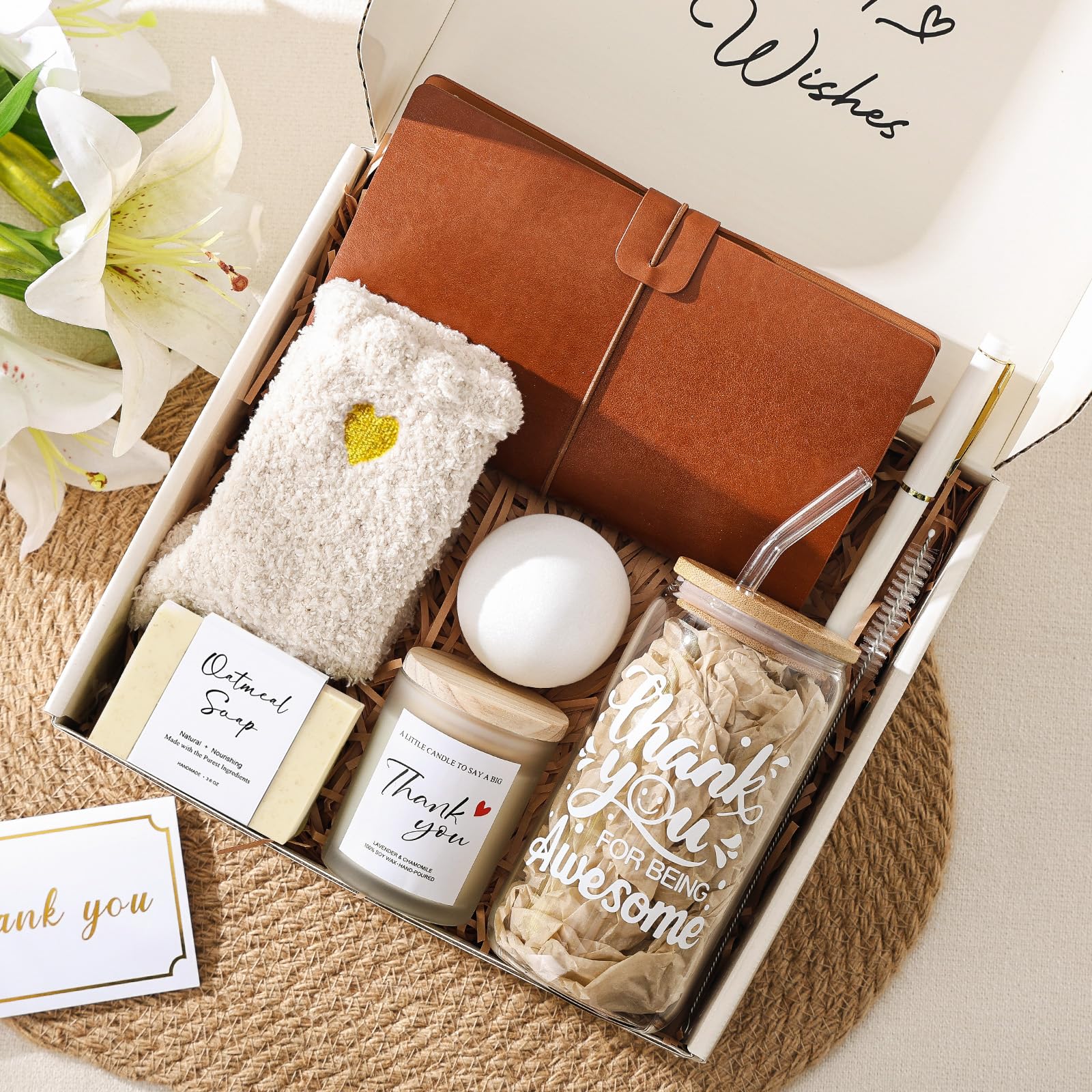 Regalos de agradecimiento para mujeres, regalos de agradecimiento para empleados, cesta de regalo de agradecimiento para mujeres, compañeros de trabajo, profesores, enfermeras, amigos, mamá, ella