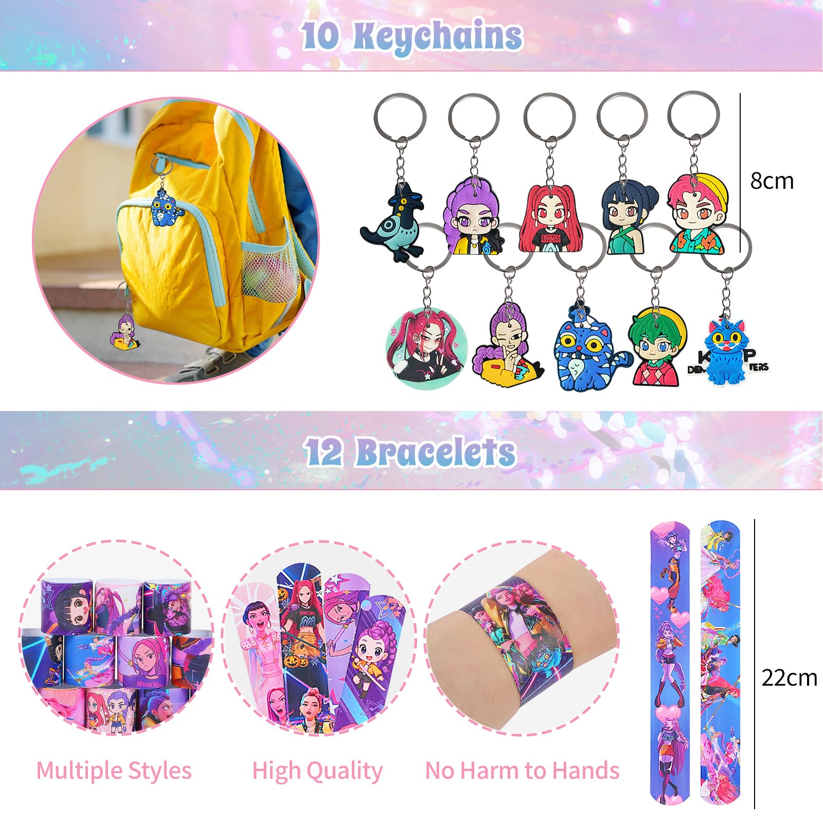 Vanne Purge MKZ RNHDLY Lot De 36 Cadeaux Anniversaire Enfants – 12 Sacs Surprise + 12 Bracelets à Clip + 12 Porte-Clés Mignons, Kit Parfait Pour Fêtes, Mariages & Goûters D'Anniversaire