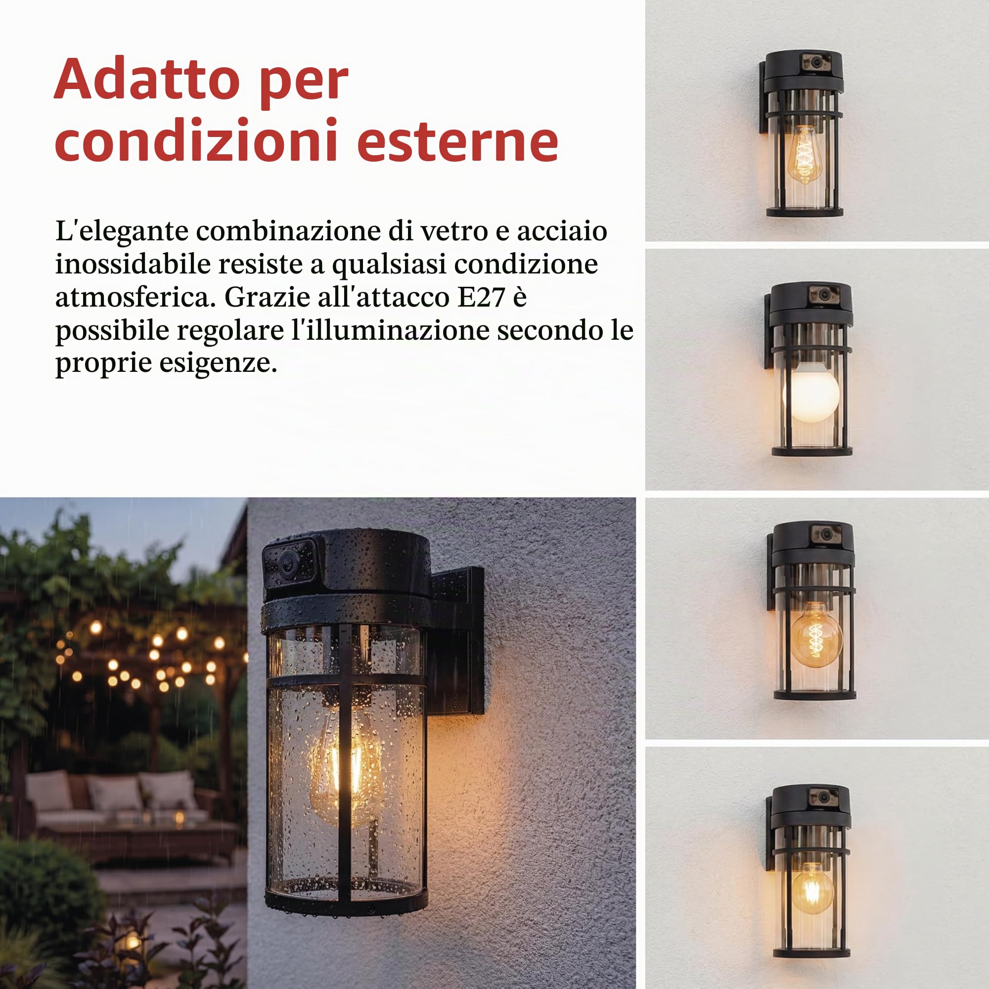 EMOS GoSmart - Telecamera Intelligente Esterno con WiFi & Luce 4MP 2.5K Telecamera di Sorveglianza - Girevole con Rilevamento di Movimento, Visione Notturna fino a 10m, Audio a 2 Vie - Per Lampada E27