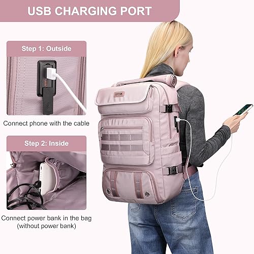 Miniatura 7 de PIJUSHI Mochila de viaje para mujer, mochila de viaje para aviones, equipaje con compartimento para zapatos, (PE048 morado claro)