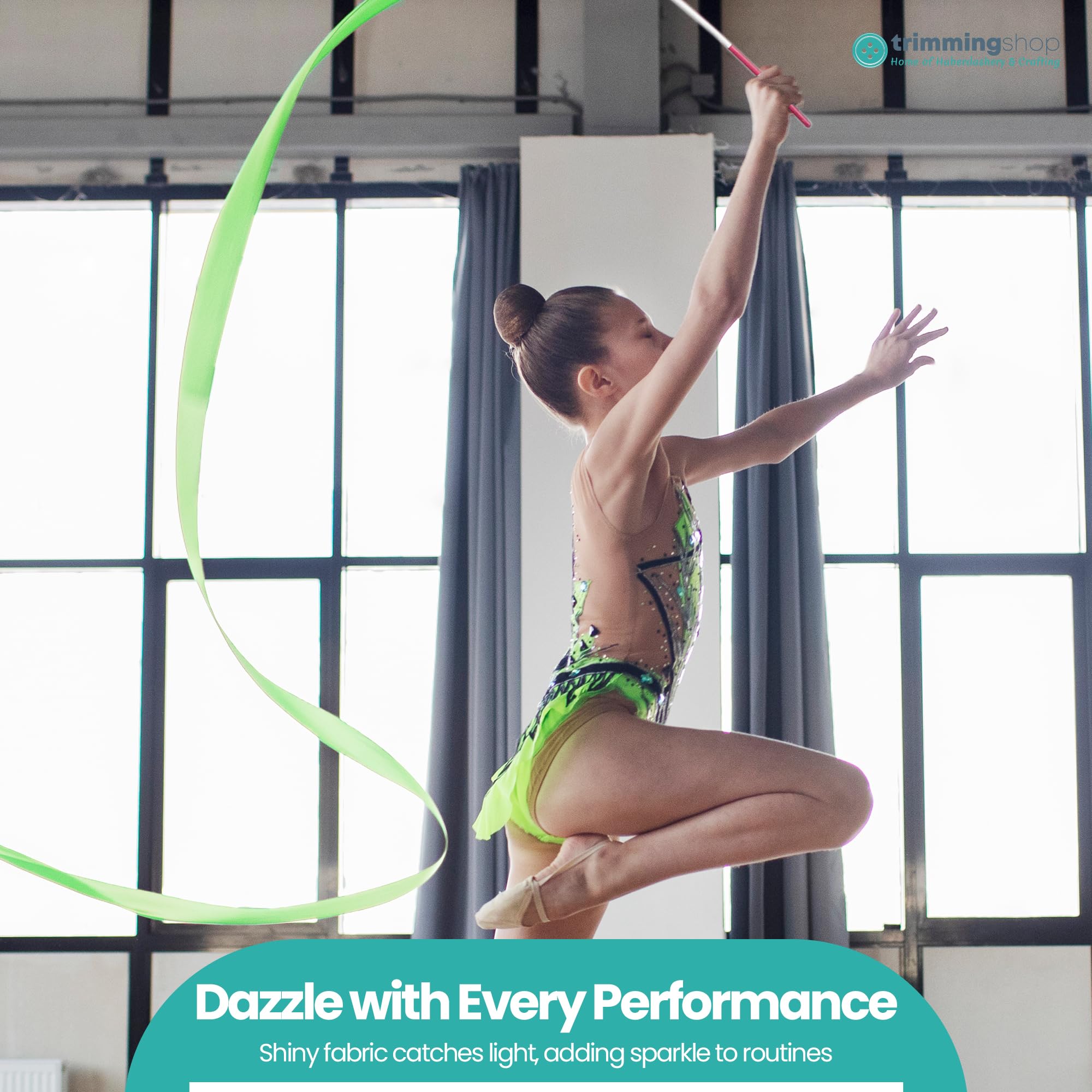 Trimming Shop Ruban De Gymnastique Rythmique Avec Bâton De Danse Virevoltant Pour Enfants, Danse Artistique, Activités D'entraînement De Gymnastique, 4 Mètres, 5 Couleurs Assorties