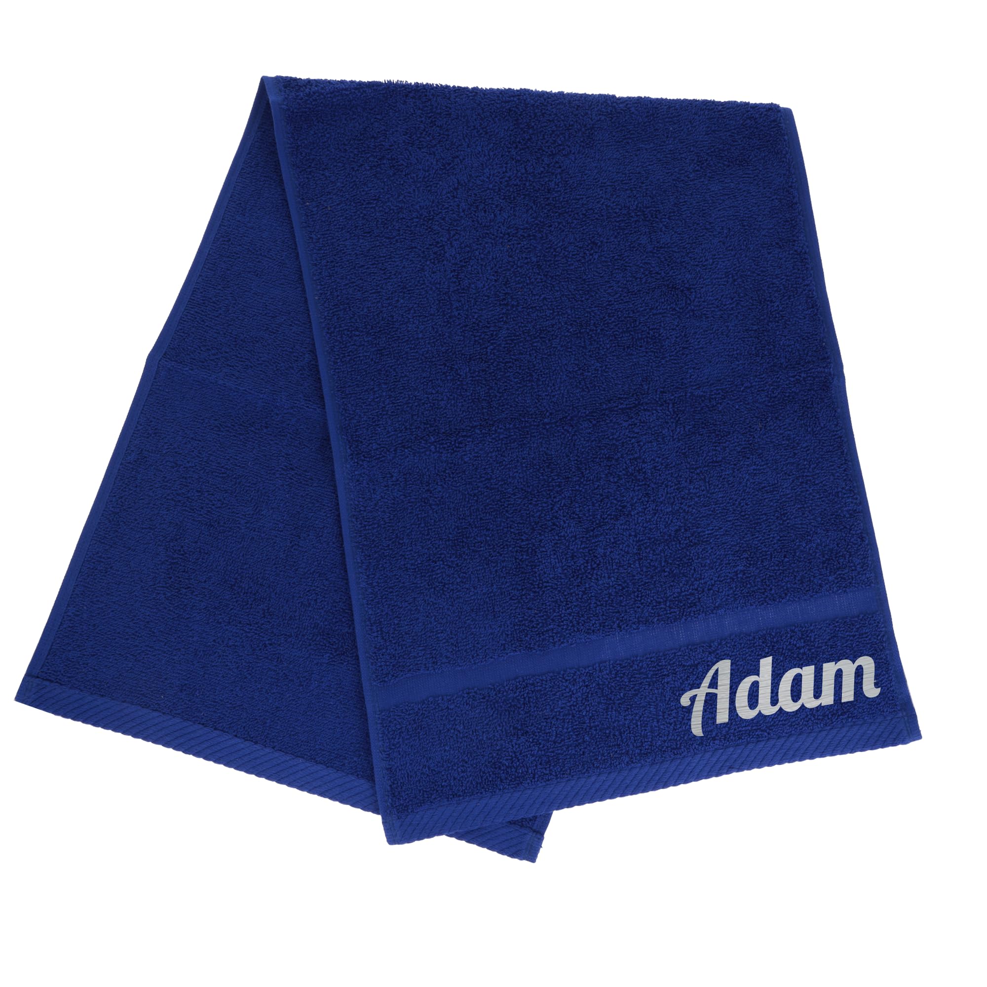 Personalised Cotton Gym Towel - Embroidered Luxury Sports & Sweat Towel for Men & Women | Perfect Gym or Boxing Gifts, Custom Names or Initials (Royal Blue)