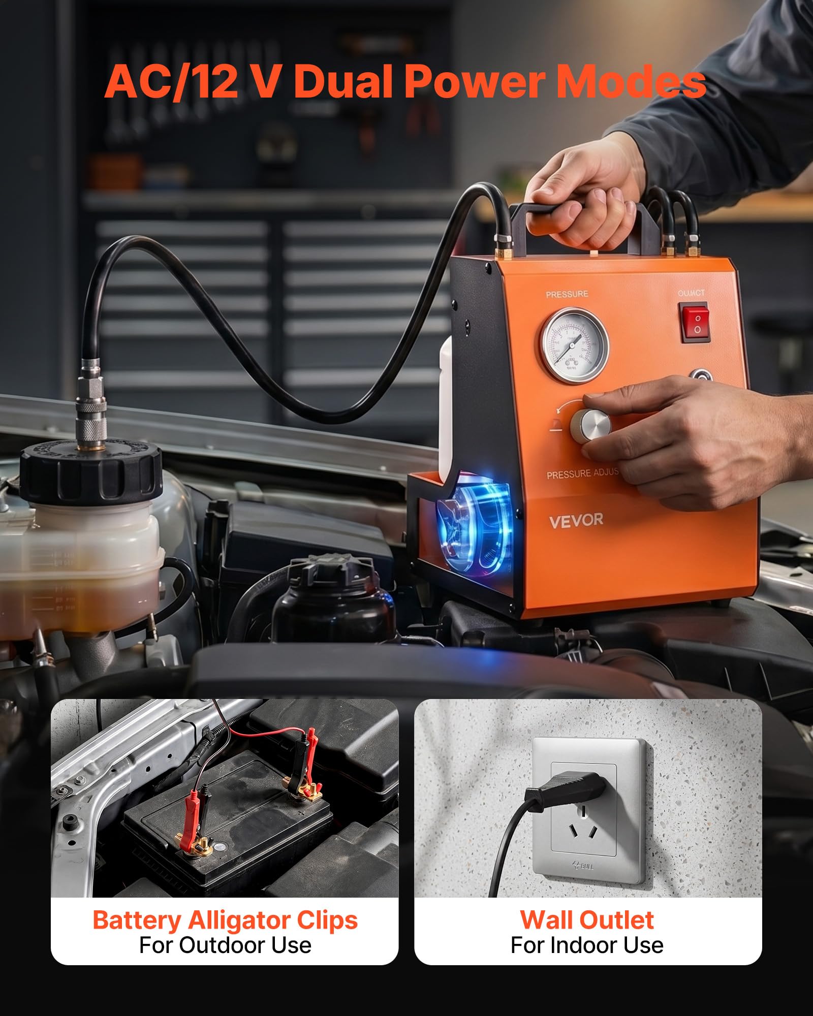 VEVOR Elektrisches Bremsenentlüftungsset Automatisches Bremsflüssigkeits-Entlüftungsgerät mit 7 Hauptbremszylinderadaptern Zwei Netzteilen 0,6-3 bar Bremsdruck-Entlüftungspumpe für Viele Pkw