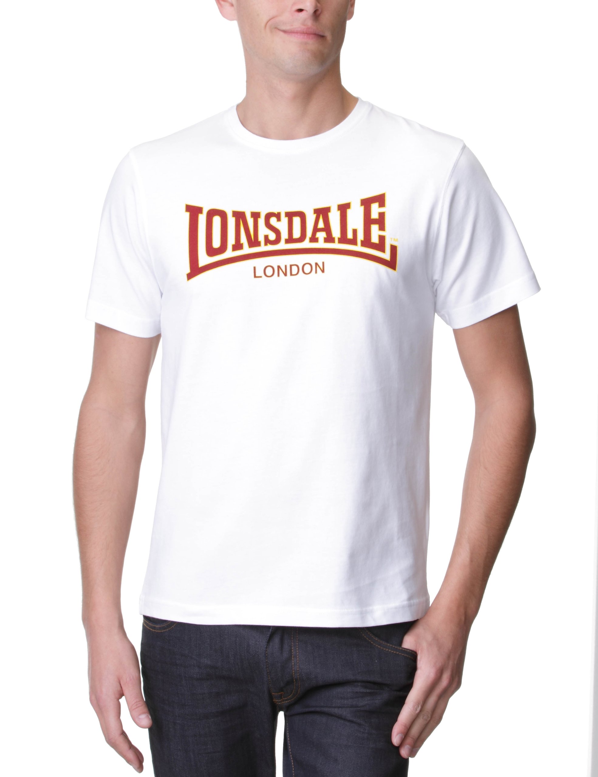 Lonsdale Men's Slim Fit Classic T-Shirt - White, Large