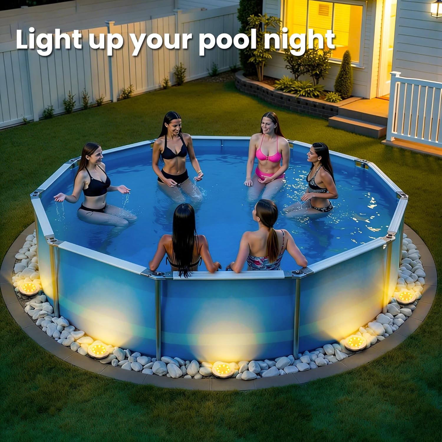 12 Pack Solar Pool Lights for Above Ground Pools, LED Above Ground Pool Lights Outdoor Waterproof, Outdoor Solar Pool Lights Decorations(Warm White)
