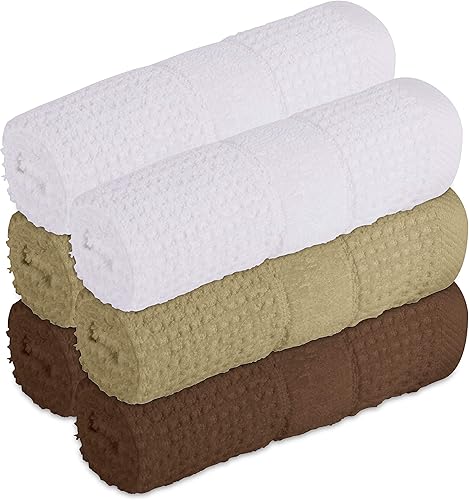 Miniatura 8 de GREEN LIFESTYLE Paquete de 6 paños de tejido de gofre de 12 x 12 pulgadas, suaves, duraderos, altamente absorbentes y lujosos (azul)