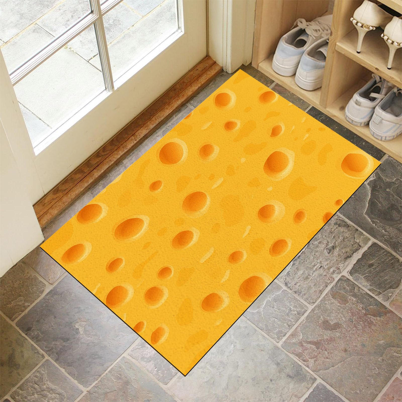 Tapis de Sol Décoratif Fromage Vintage 60x90 avec Dos Antidérapant
