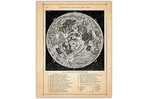 Moon Map Art: Stellar Vintage Star Chart for Astronomy Lovers, Boho Astrology...