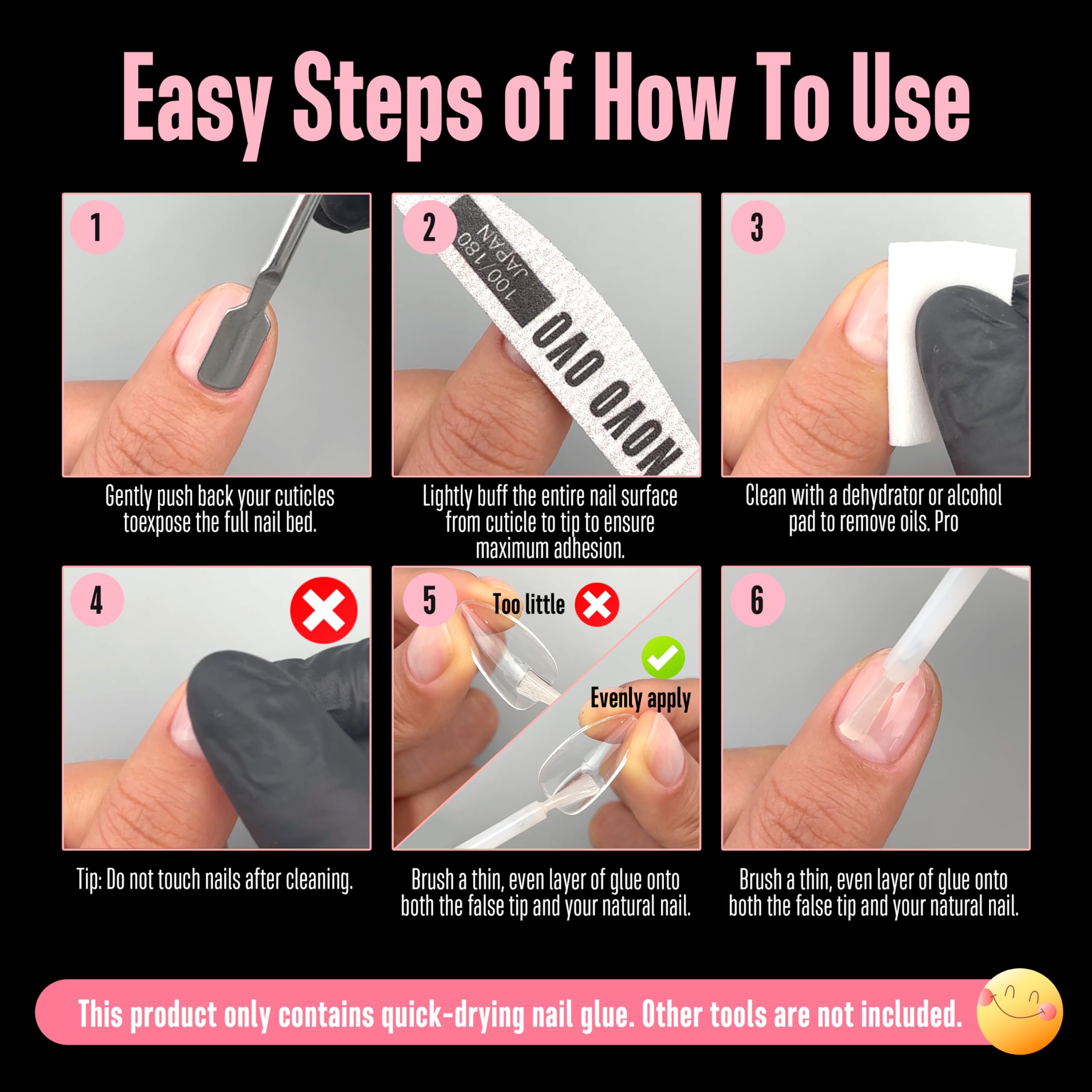 NOVO OVO Klej do paznokci Extra Mocny do Press On Nails i Tipsów (8 ml) – TPO i HEMA FREE. Brush On Nail Glue do sztucznych paznokci, akrylu i pękniętych paznokci. 21+ dni trzymania, 8 s czas