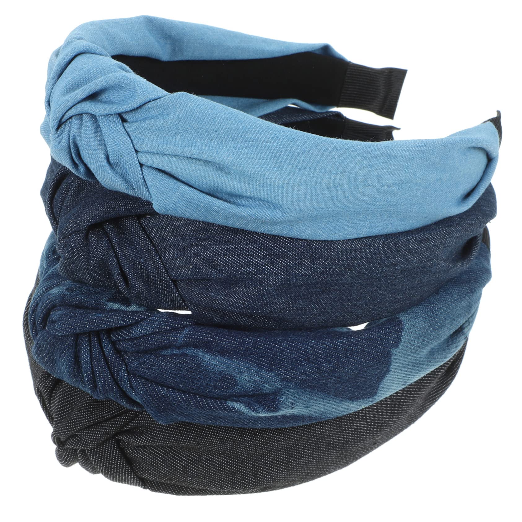 FRCOLOR 8pezzi Fasce Con Nodo Denim Per Donne Accessori Eleganti Per Comodi e Versatili Per Ogni Occasione Per Attività All Aperto e Makeup