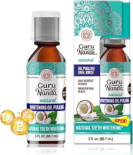 GuruNanda Coconut Oil Pulling with 7 Essential Oils and Vitamin D3, E, K2 (Mickey D), Helps with Fresh Breath, Teeth & Gum Health- Travel Size - 3 oz