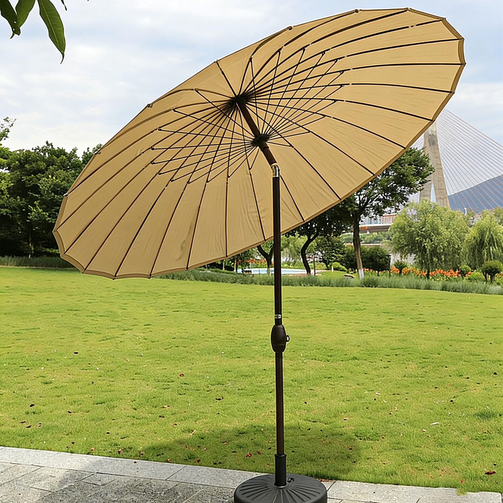 Parasol tarasowy na targ, wytrzymały, wiatroszczelny parasol ogrodowy z przyciskiem nachylenia i korbą, osłona przeciwsłoneczna UV50+, na basen, na podwórko, kemping 2,5 m