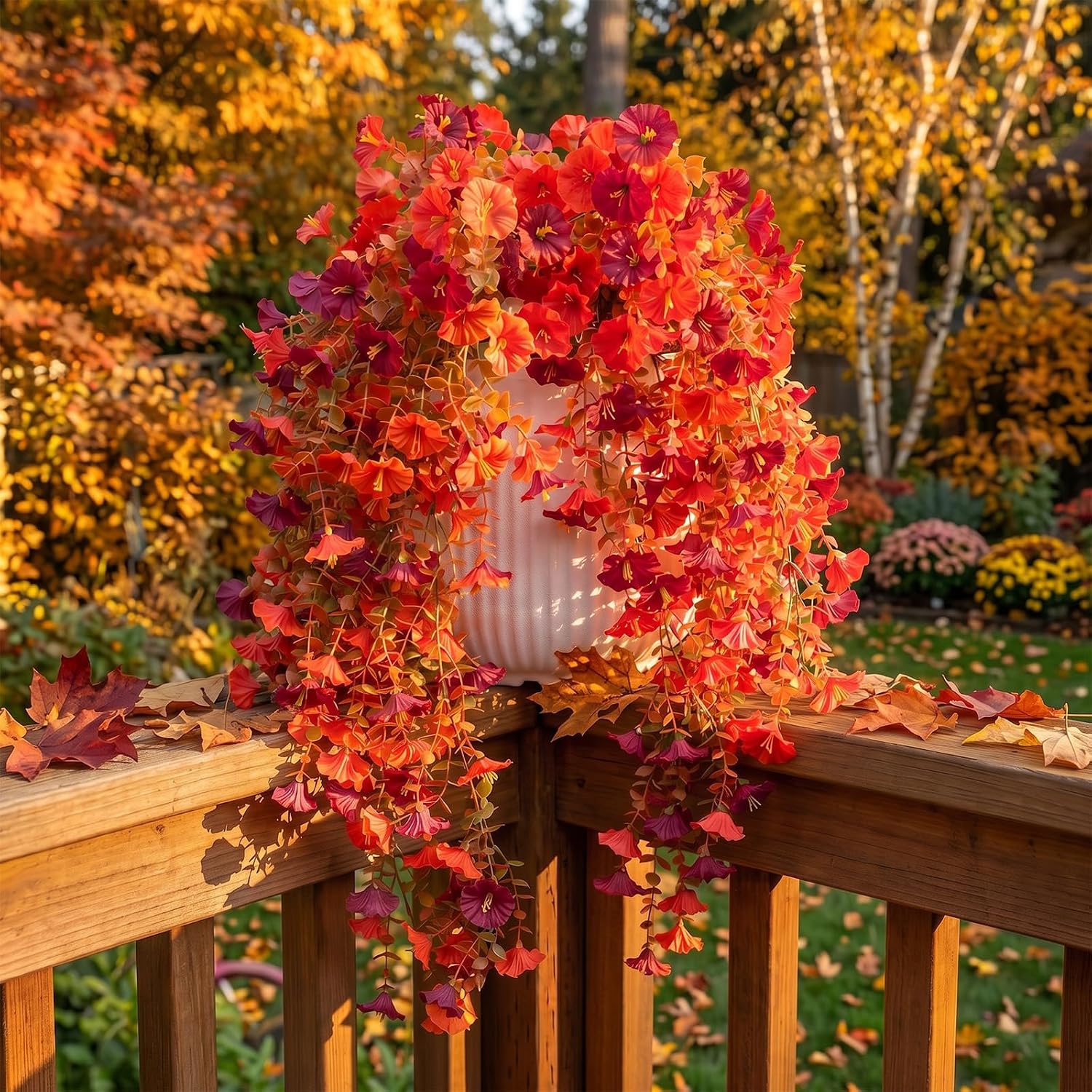 FULLMUSIC Autumn Artificial Flowers for Outdoor (Brown red) image 5