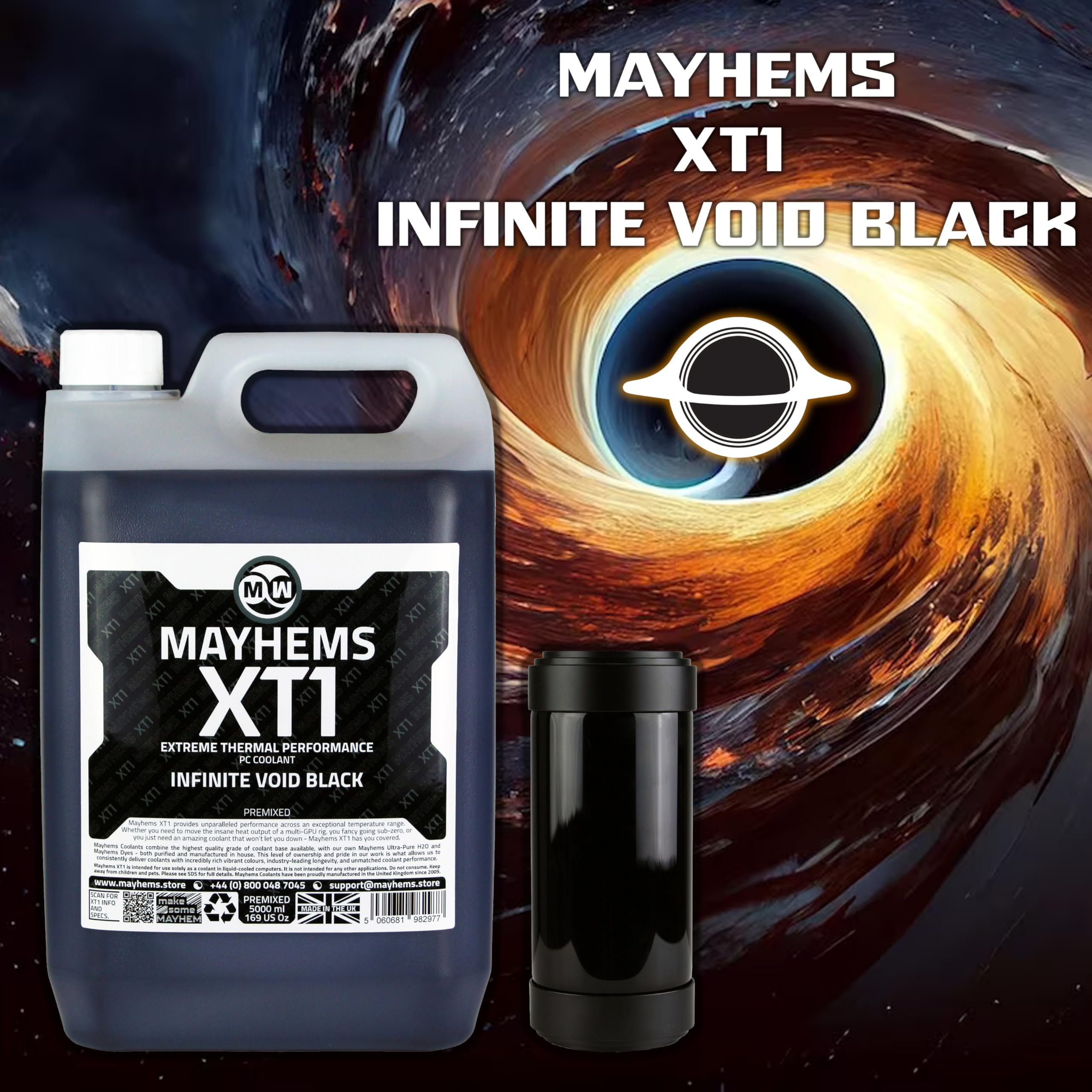 Mayhems - XT1 gotowy płyn chłodzący do komputerów PC - płyn do chłodzenia wodnego komputerów - Seria wydajności cieplnej, 5 litr, infinite void black (czarny)