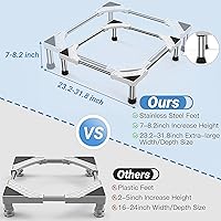 Vista 2 de SEISSO Mini soporte para nevera de altura ajustable de 7 a 8.2 pulgadas, soporte de lavadora ajustable grande con 4 pies ajustables, capacidad