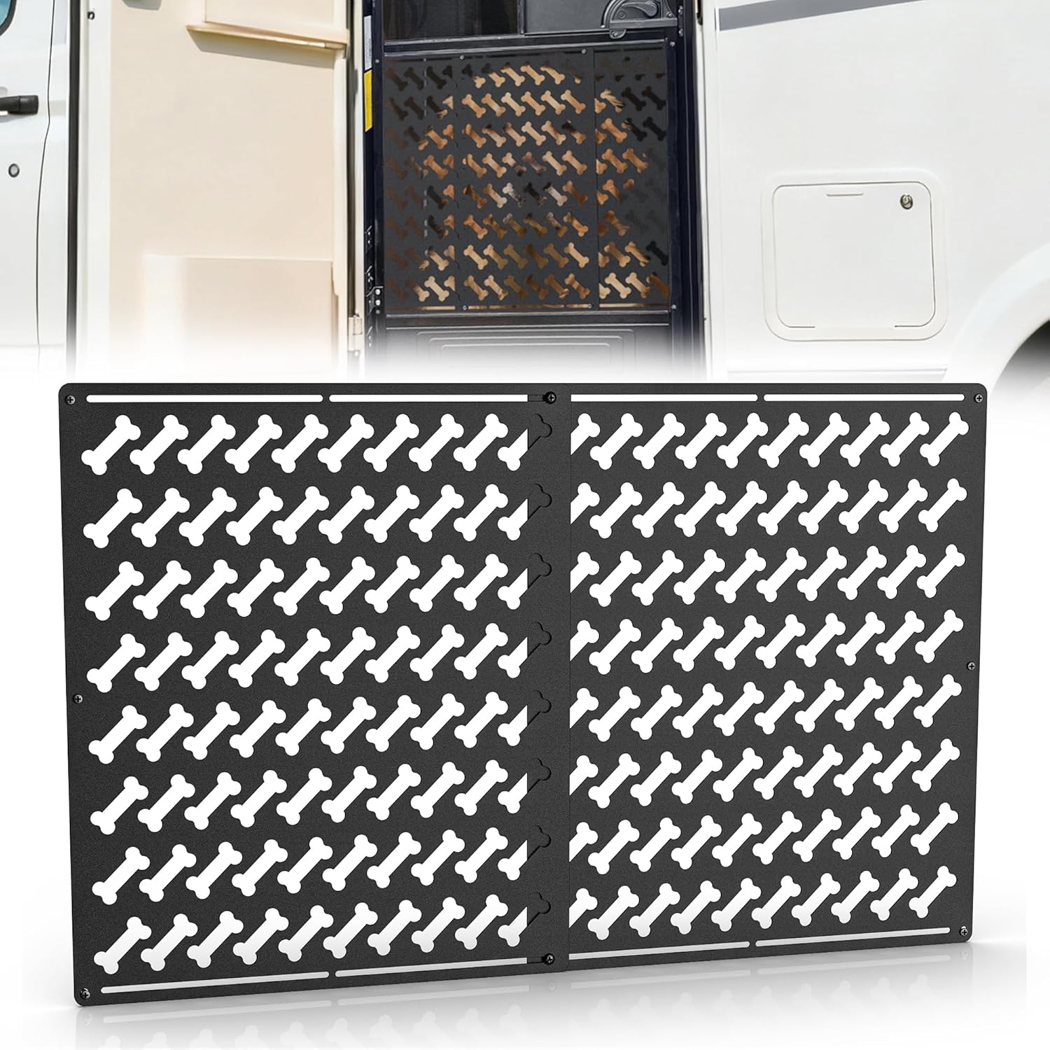 MICTUNING Heavy-Duty Aluminum RV Screen Door Protector Grille – Adjustable 18.15" to 31.89" Universal Fit for Campers, Trailers, Rust-Proof Entry Guard for Pets & Kids