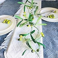 Vista 4 de Guirnalda de hojas de olivo artificiales con hojas colgantes de hiedra de olivo, enredaderas, ramas de olivo, guirnalda de vegetación para boda