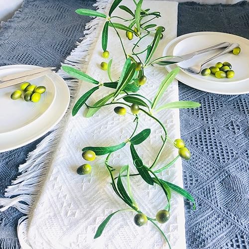 Miniatura 4 de Guirnalda de hojas de olivo artificiales con hojas colgantes de hiedra de olivo, enredaderas, ramas de olivo, guirnalda de vegetación para boda,