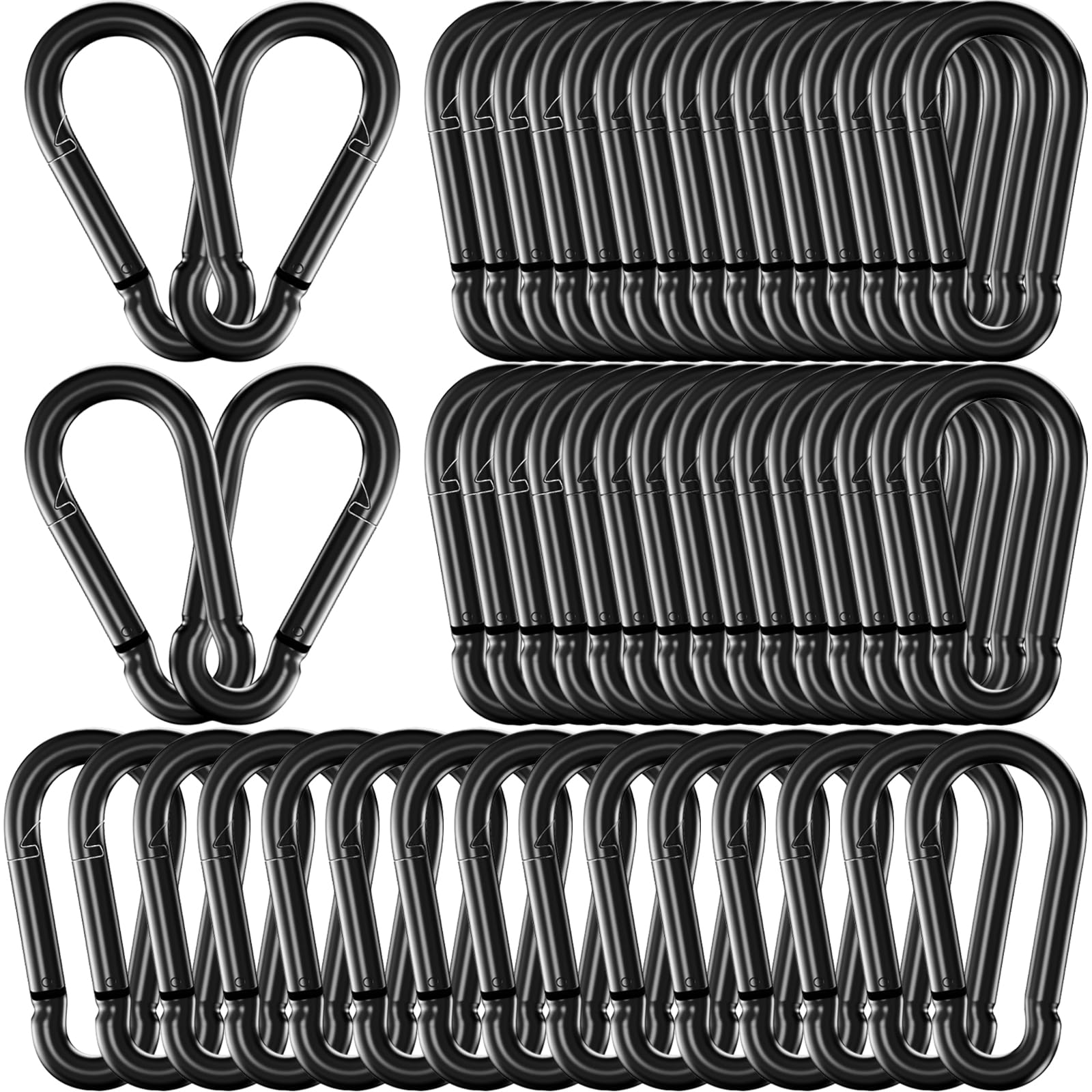 60 mosquetones resistentes, gancho de resorte de acero galvanizado M8, llavero de enlace rápido para hamaca, juego de columpios al aire libre, viajes, camping, pesca, senderismo