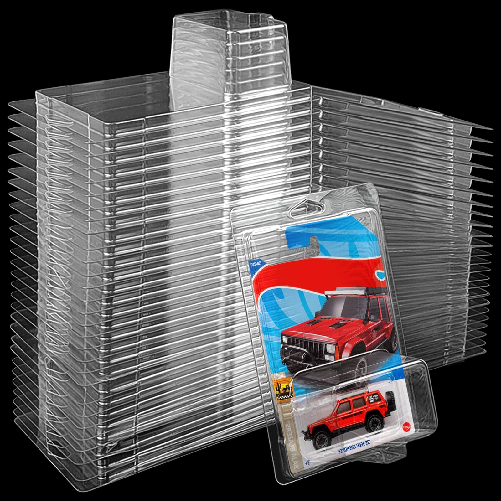 YEXEXINM 30 Pcs Clear Protector Cases Model Car Clamshell Cases Display Case Clear Protective Packs Car Blister Pack Covers Compatible with Hot-Wheels for Storage, 7.5 x 5 x 2 Inch