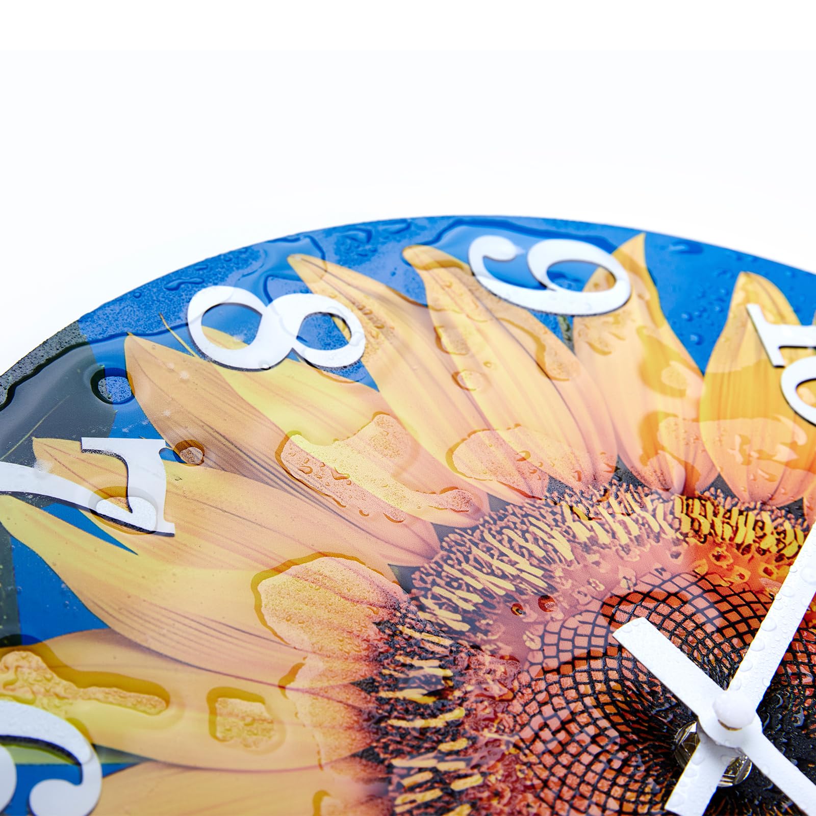 Yoiolclc Horloge murale 35,6 cm en verre à piles silencieuse sans tic-tac