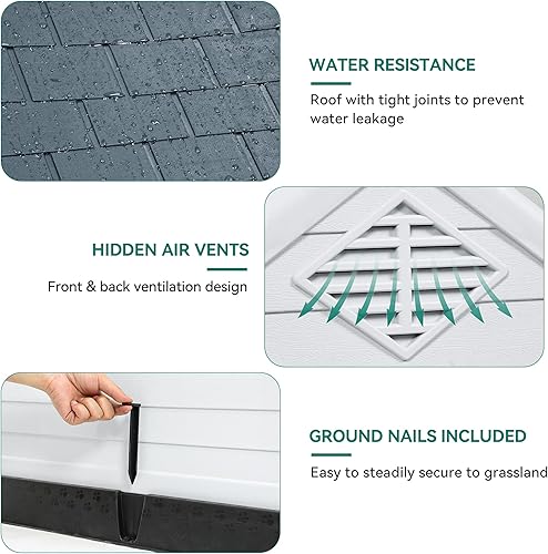 Vista 54 de YITAHOME Plastic Dog House, Waterproof Indoor Outdoor Doghouse for Large or Small Dog, with Air Vents and Elevated Floor, Easy Assemble and Clean