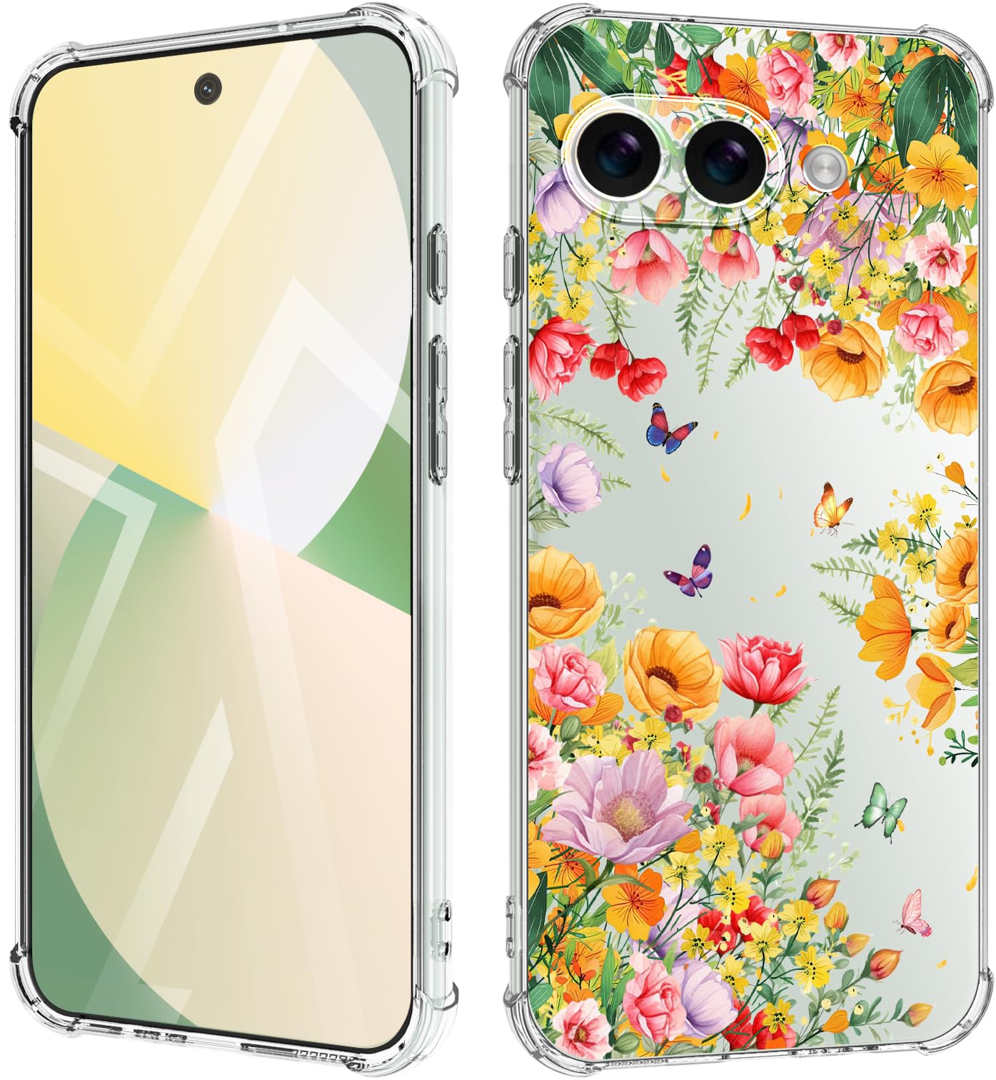 Dcwunk for Google Pixel 9A Case 5G Flowers Slim Anti-Drop Shockproof Protective Soft Shockproof Clear Phone Protective Covers 6.285 Inch for Women?