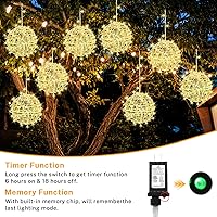 Vista 3 de Outdoor Christmas Balls Lights 4 Pack Hanging 7.9" LED Garden Sphere Tree Lights 8 Modes Waterproof Glow Globe Lights with Memory Timer Plug for