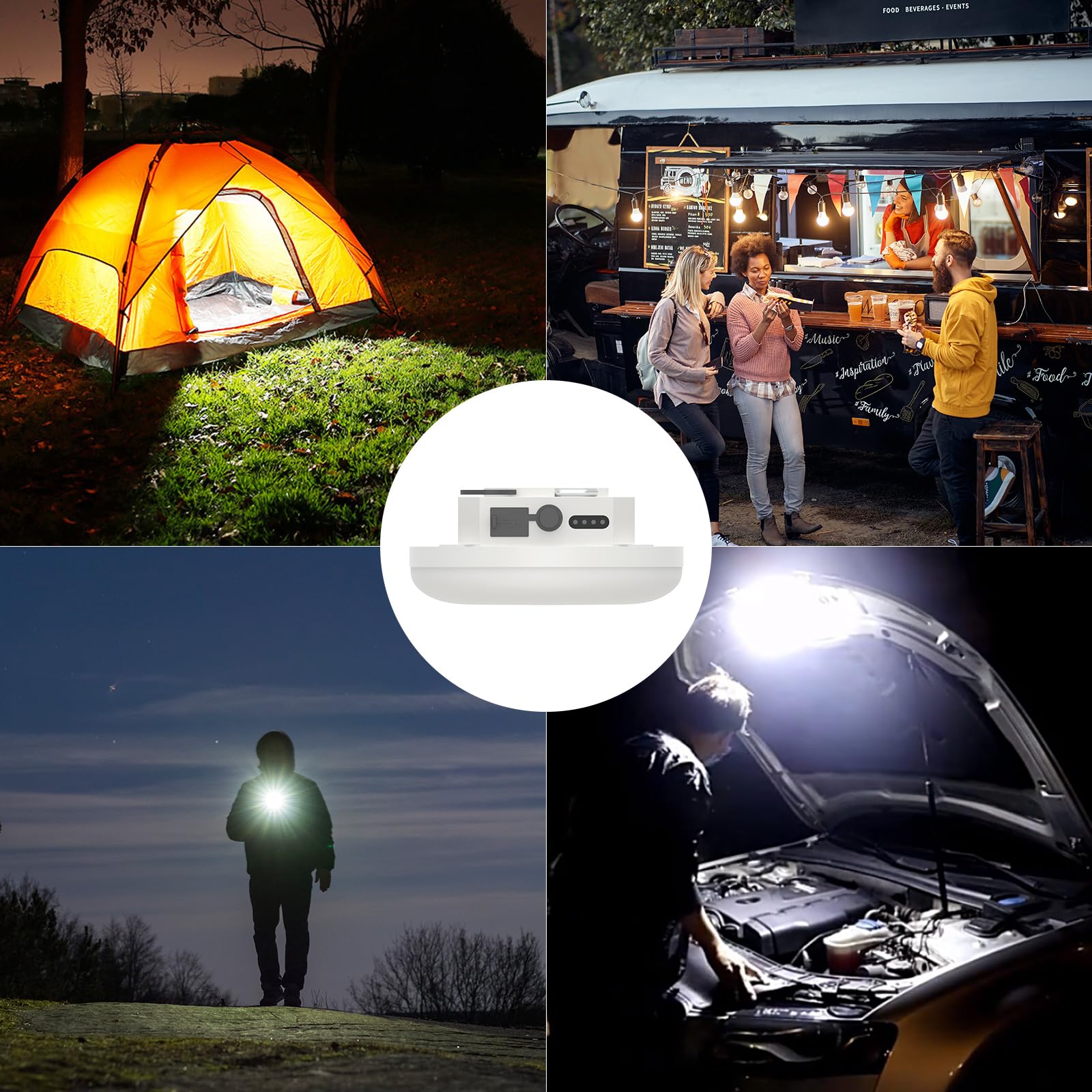 Iluminación de tienda colgante recargable de 10000 mAh, linterna LED portátil de 30 W 4000 lm con imán, 4 modos de iluminación, linterna LED impermeable IPX5 para emergencia