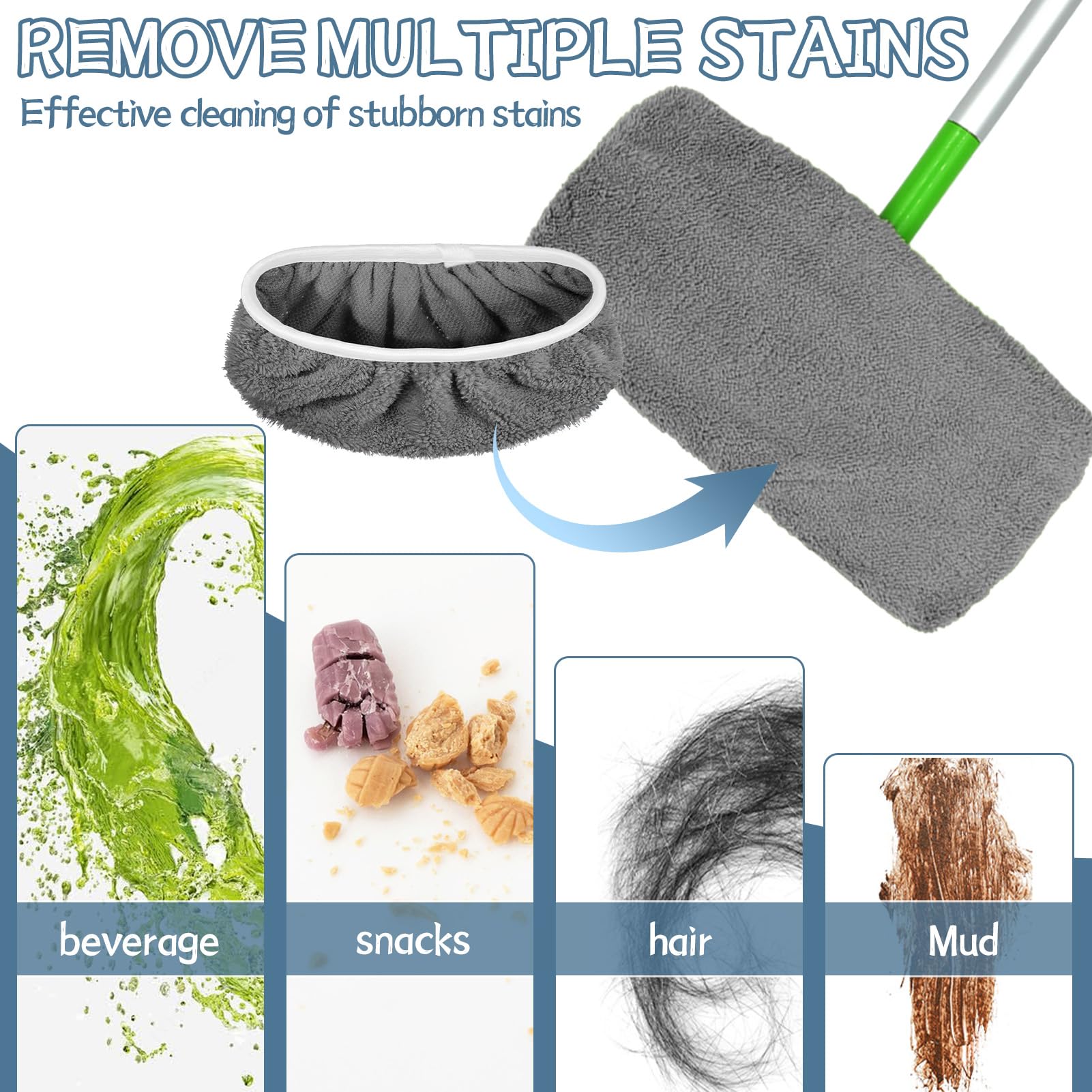 Panni Di Ricambio Per Swiffer In Microfibra | 4 Pezzi Riutilizzabili | Per Pulizia A Secco E Bagnato - Foto 5