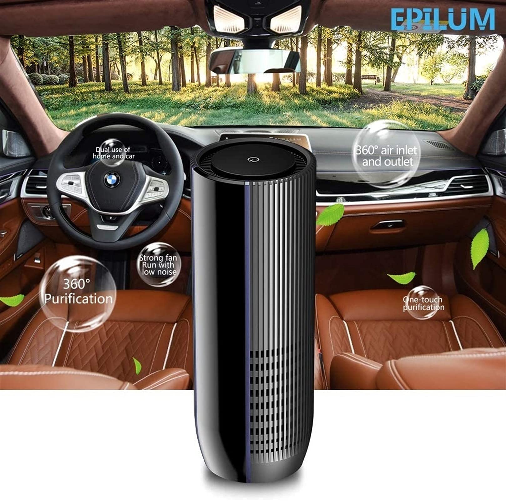 Purificador de aire para coche, 4 velocidades con pantalla LCD, generador negativo ionizador para coche, habitación pequeña, elimina el humo, polvo, alergias, gérmenes PM2.5