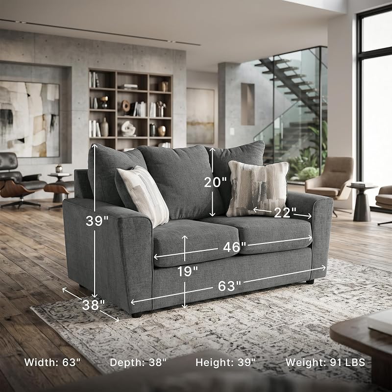 Signature Design by Ashley Loveseat Sofa, 63 in Gravel Gray, Stairatt image 3