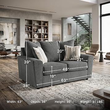 Signature Design by Ashley Loveseat Sofa, 63 in Gravel Gray, Stairatt