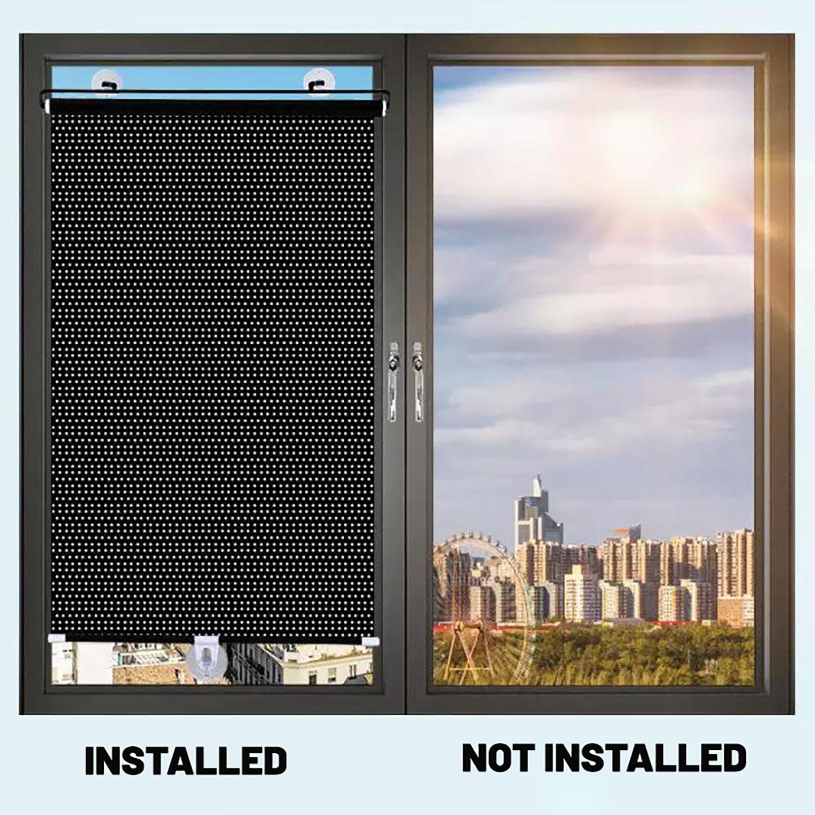 80X200cm Saugnapfes Rollo Fensterrollo,Thermorollo,Verdunkelungsrollo mit Saugnäpfen,UV-Schutz Fenster Rollos,90% Verdunkelung Rollo ohne Bohren für Autofenster,Schlafzimmer,Büro