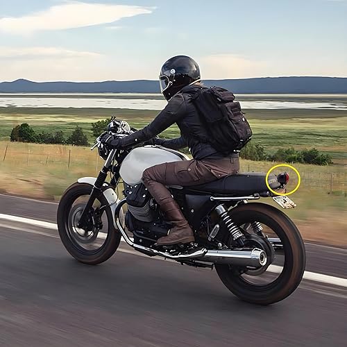 Miniatura 5 de Luz trasera para motocicleta, pequeña, redonda, LED, para frenos, de conducción, para motocross, Chopper, Cruiser, ATV, 1 unidad (lente roja)