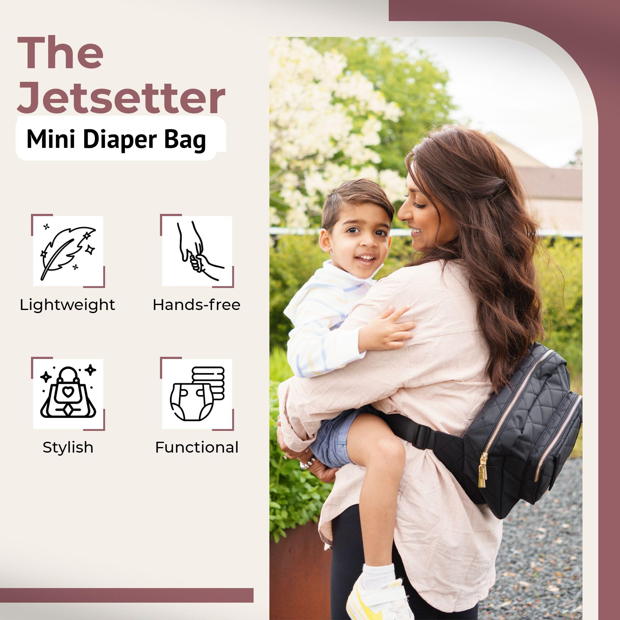 Lion & Light Kleine Mini-Wickeltasche mit tragbarer Wickelunterlage, Bauchtasche