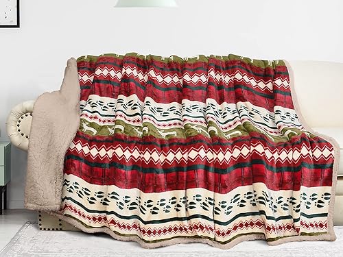 Miniatura 2 de Catalonia Manta de forro polar Sherpa con temática navideña, manta para sofá y cama, manta de Navidad  Súper suave, cómoda, acogedora, esponjosa,