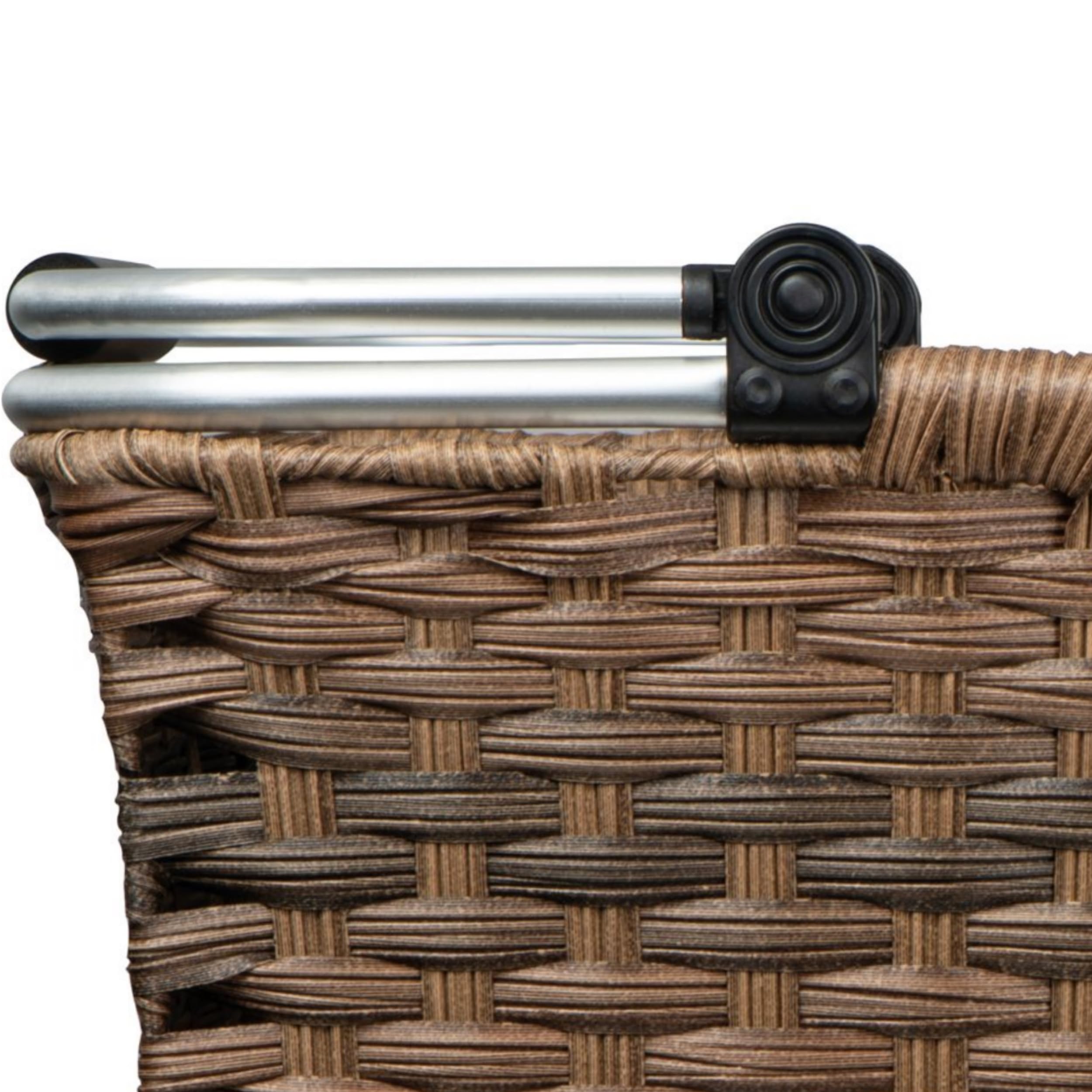 Panier à provisions en rotin - Coloration individuelle - Avec poignée pliante en aluminium rembourré de qualité supérieure - Grand espace de rangement - 41 x 30 x 25 cm